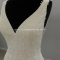 Elegant Vestido De Renda Lace Long Sleeve Wedding Dress Open Back A Line Bridal Gowns